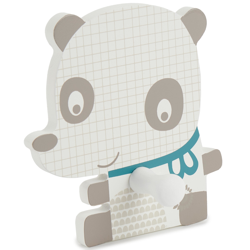 Garderobenhaken Panda weiß/grau