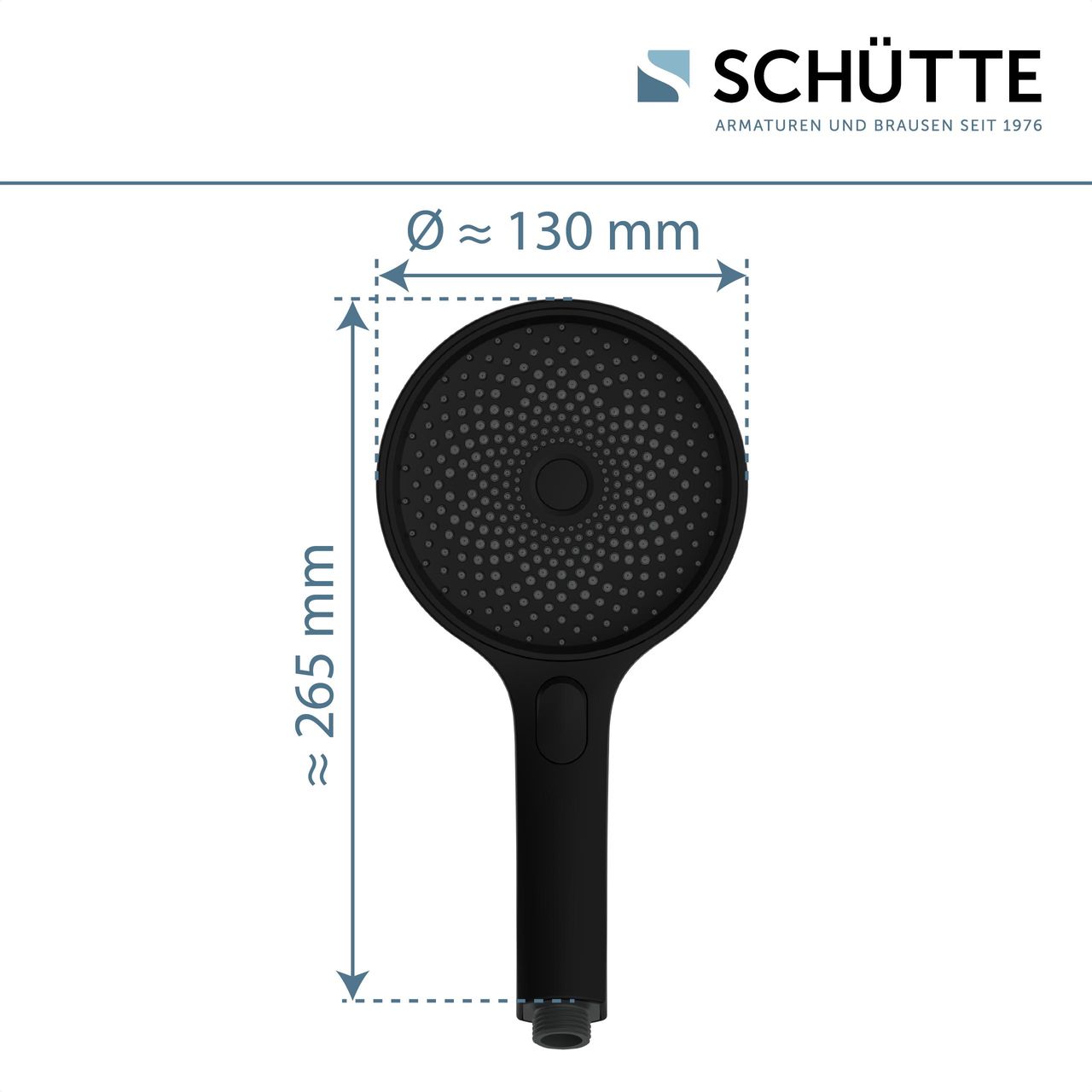 Schütte Handbrause SAMOA RAIN, Duschbrause mit 3 Strahlarten Schwarz matt