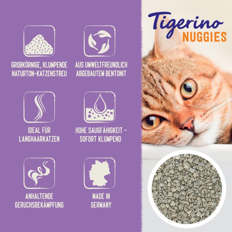 Tigerino Nuggies XL-Grain Katzenstreu - Babypuderduft | bitiba %