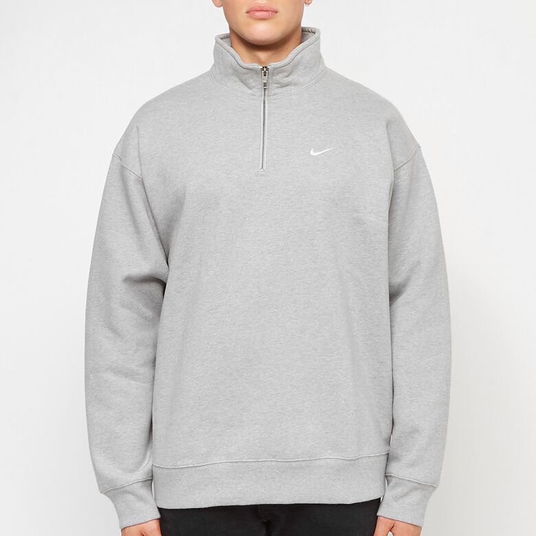 NIKE Solo Swoosh HW BB Quarter Zip Top dk grey heather/white