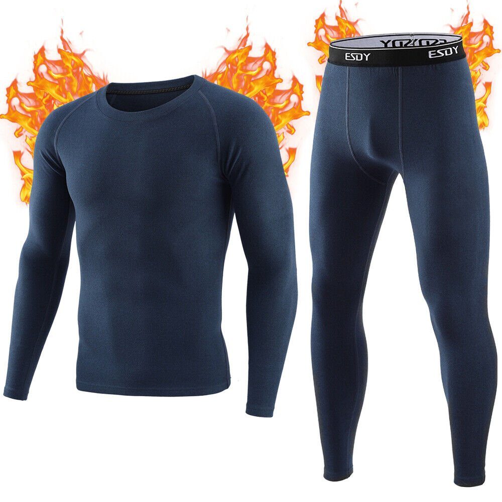MEETYOO Thermounterhemd Herren Fleece Funktionsunterwäsche Set (Funktionsunterwäsche Skiunterwäsche Set, Lange Thermohemd Unterhose) Lange Unterhosen Kompressionsanzug