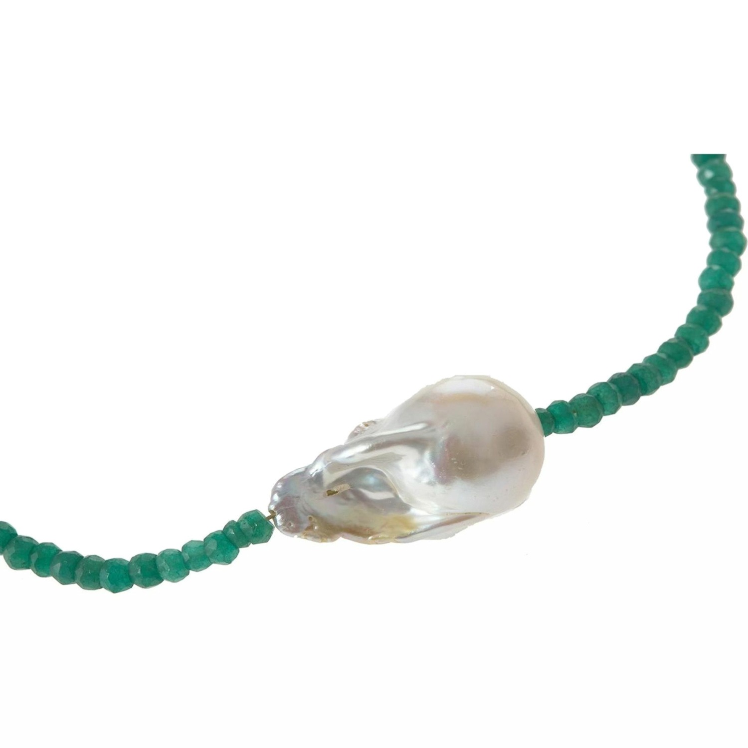 Perlenkette 'Smaragd und Barock Zuchtperle'