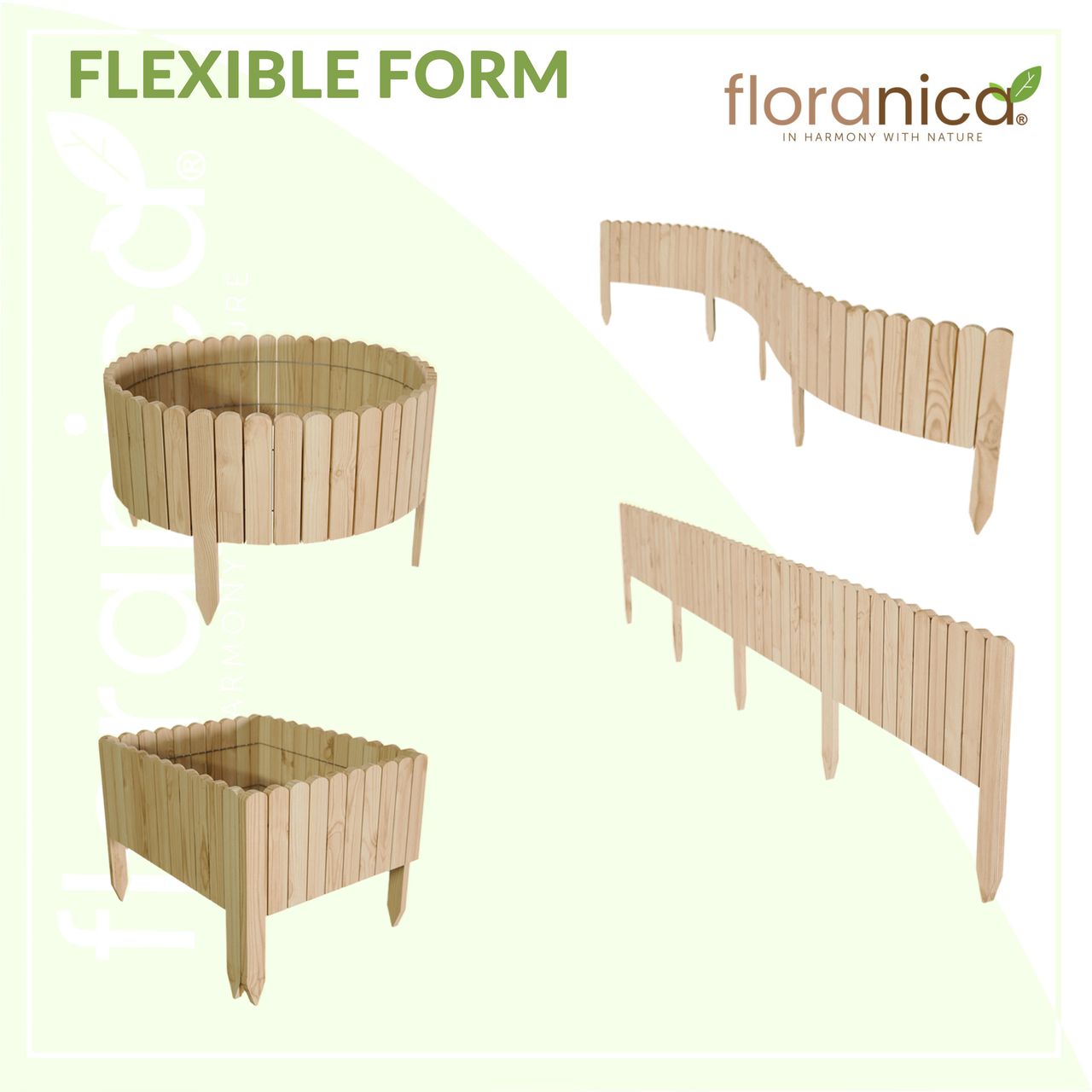 Pemicont Rollborder Flexibler Holzzaun Rolborder Beeteinfassung Rasenkante Gartenzaun