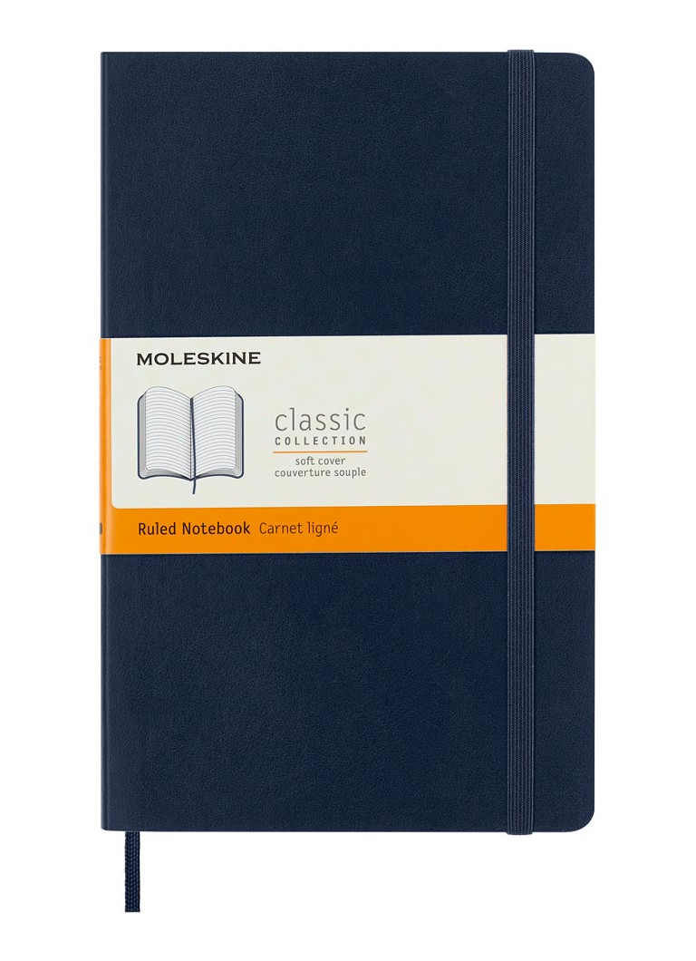 Caiet Moleskine mare cu linii, culoare safir.