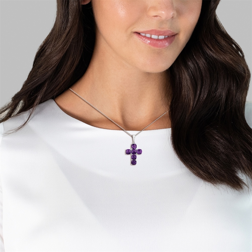 Rafaela Donata Chaîne Croix Argent sterling Améthyste en Argent Bijoux