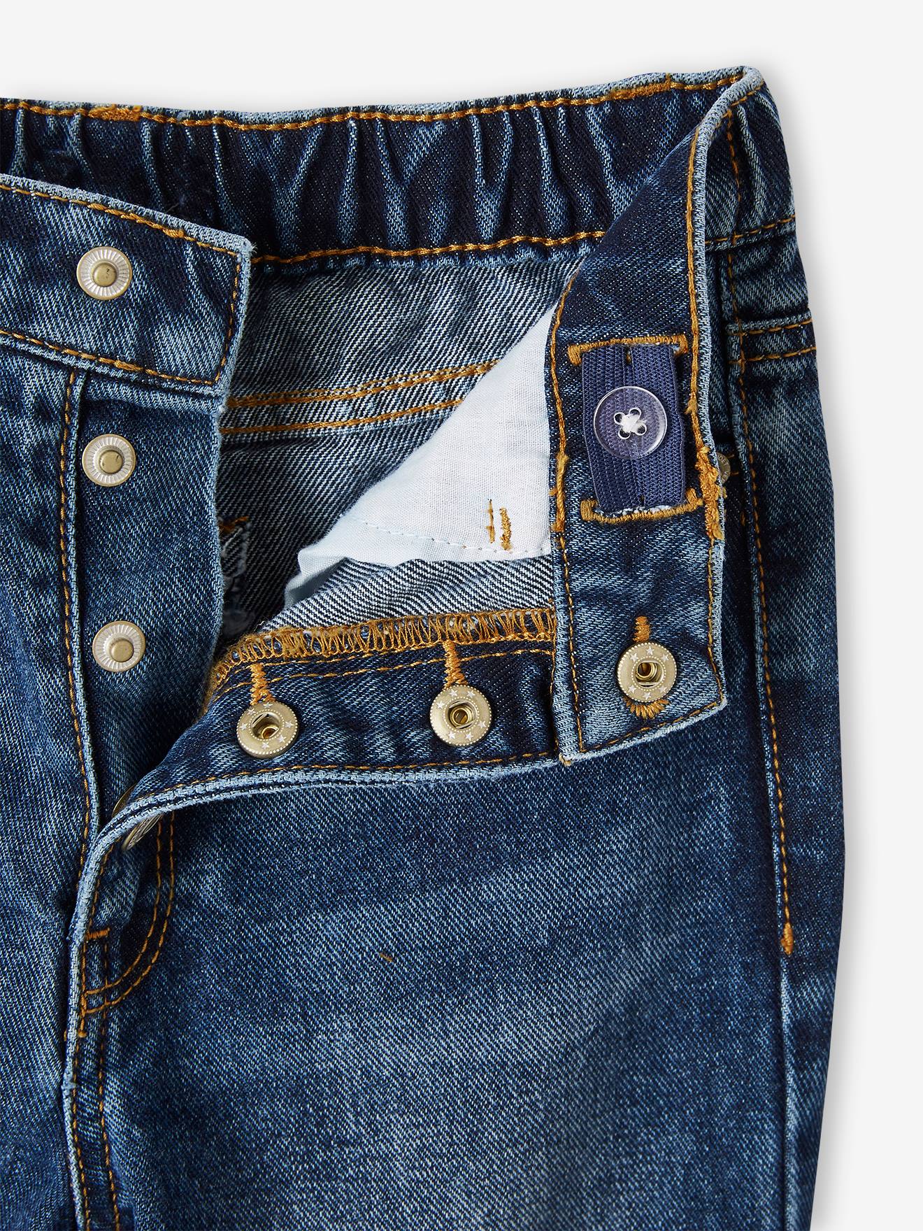 Vertbaudet Mädchen Mom-Fit-Jeans, WATERLESS Hüftweite REGULAR - jeansblau