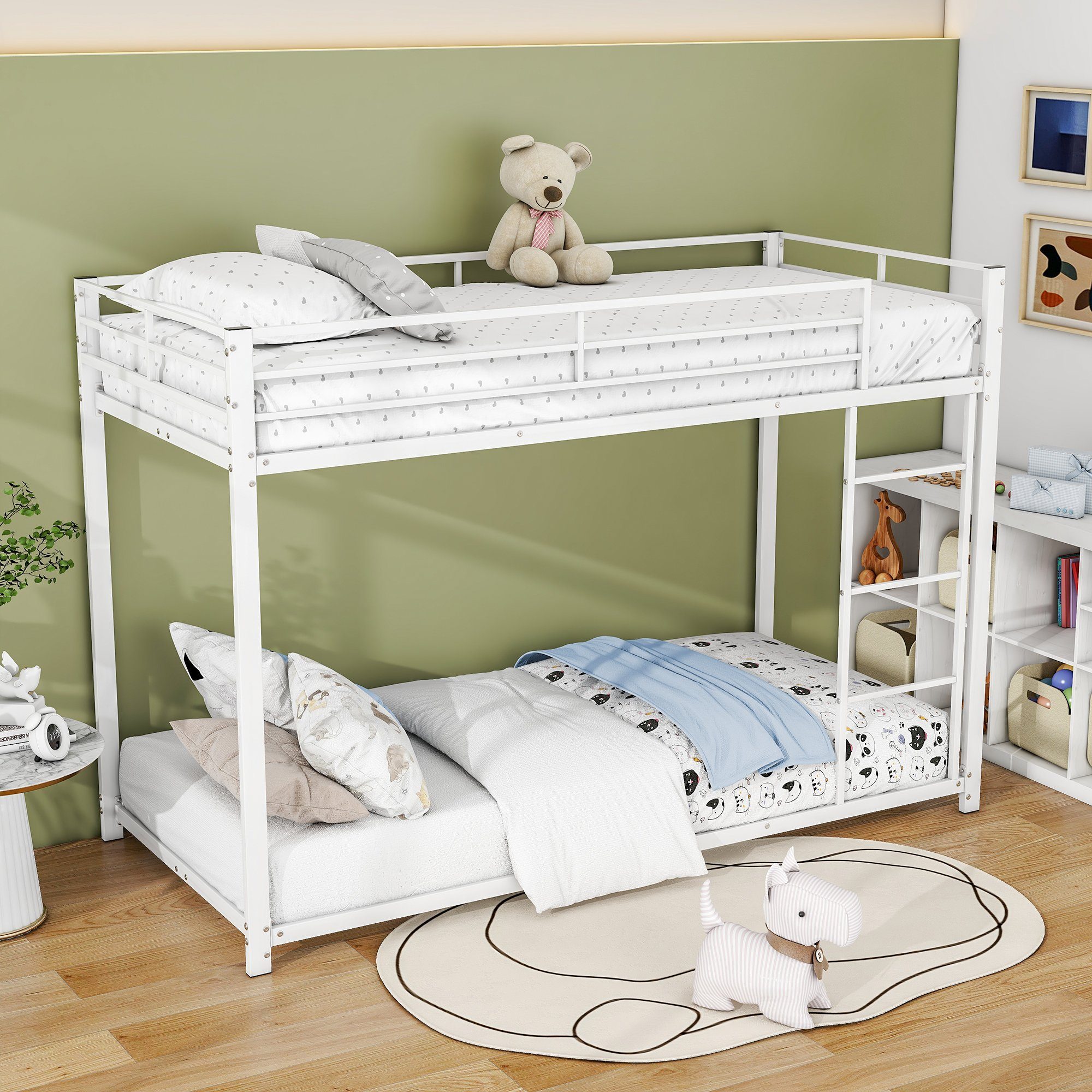HAUSS SPLOE Etagenbett Etagenbett Metallbett Kinderbett Hochbett Bettrahmen Einzelbett (90*200 cm, Eisenetagenbetten in klassischer Form), ohne Matratze