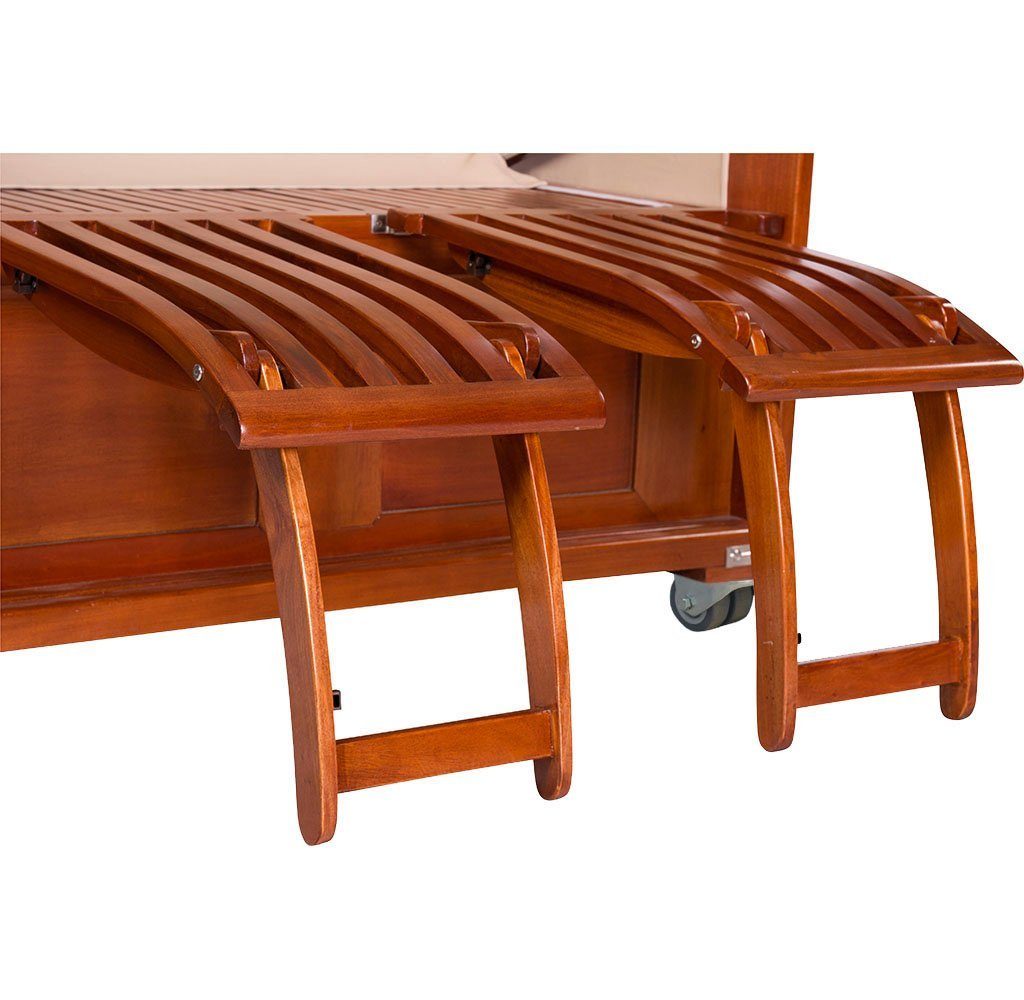 Trendyshop365 Strandkorb Luxus, BxTxH: 138,00x95,00x170,00 cm, Vollieger, Ostsee-Modell, (2-Sitzer), Mahagoni, komplett fertig montiert, mit 4 Rollen