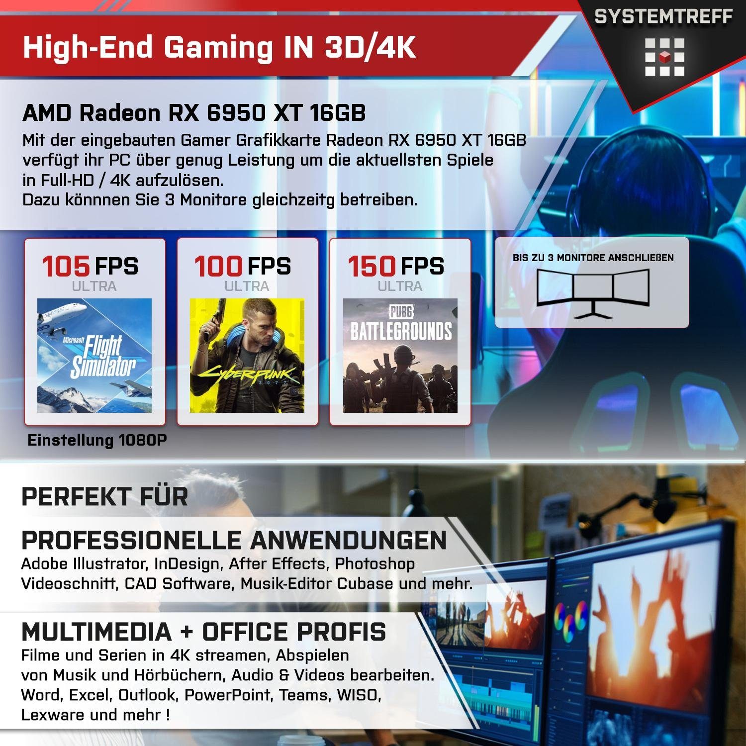 SYSTEMTREFF Gaming-PC-Komplettsystem (24