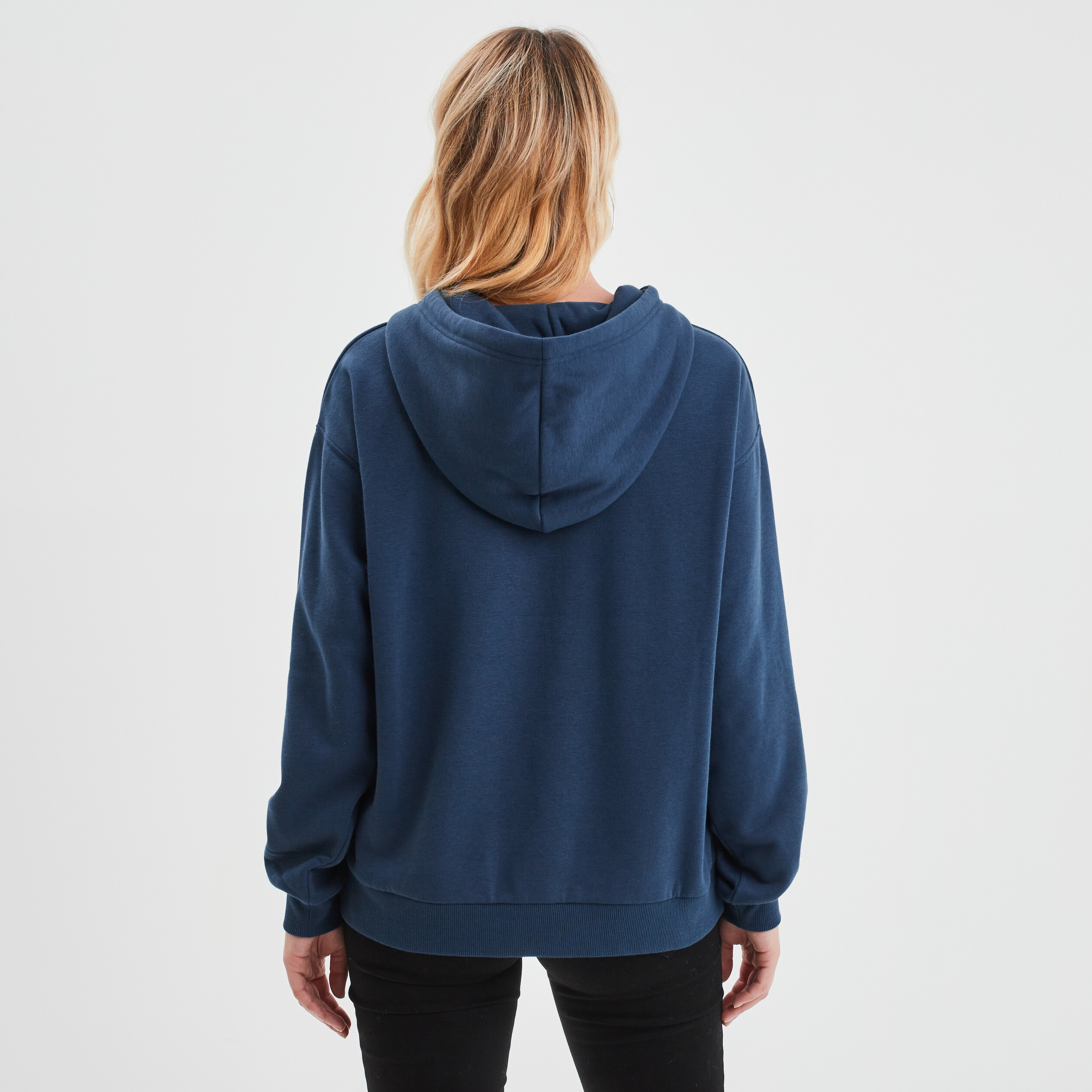 Sweat molleton à capuche hoodie bleu marine femme | La Halle