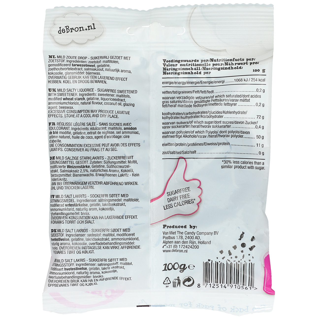 de Bron Liquorice Coins sugarfree 100g