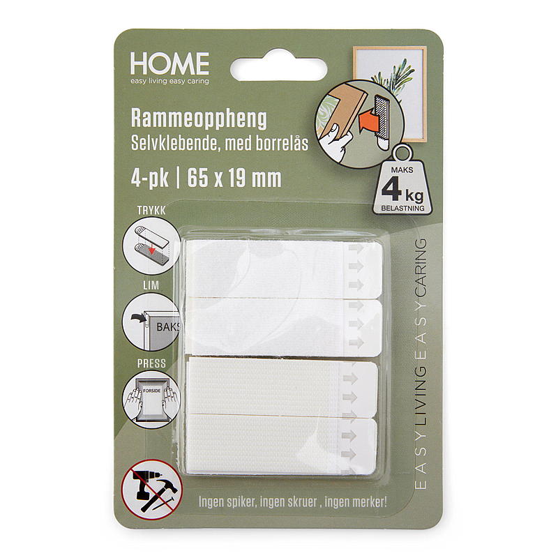 Home Rammeoppheng 4 stk 65x19 mm, borrelås