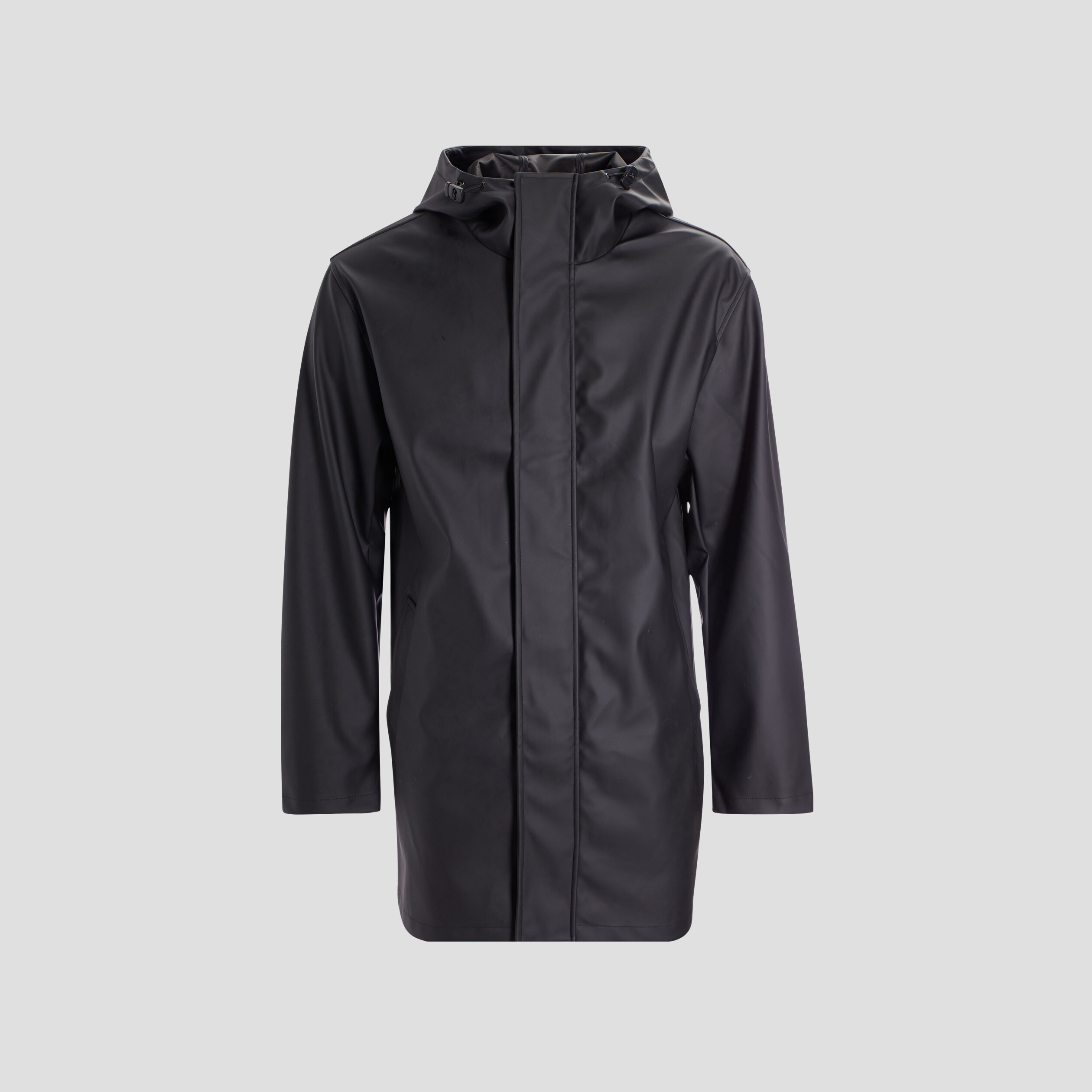 Coupe vent long droit à capuche noir homme | La Halle