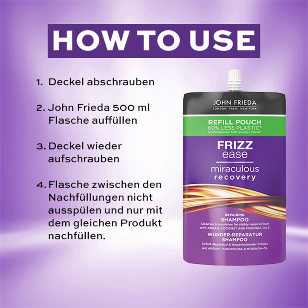 John Frieda Frizz Ease Wunder Reparatur Shampoo - Nachfüllbeutel 500 ml