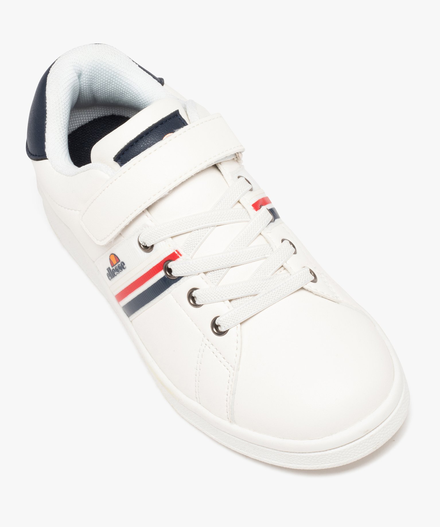 Baskets Garçon à scratch avec rayures contrastantes - Ellesse blanc | GEMO