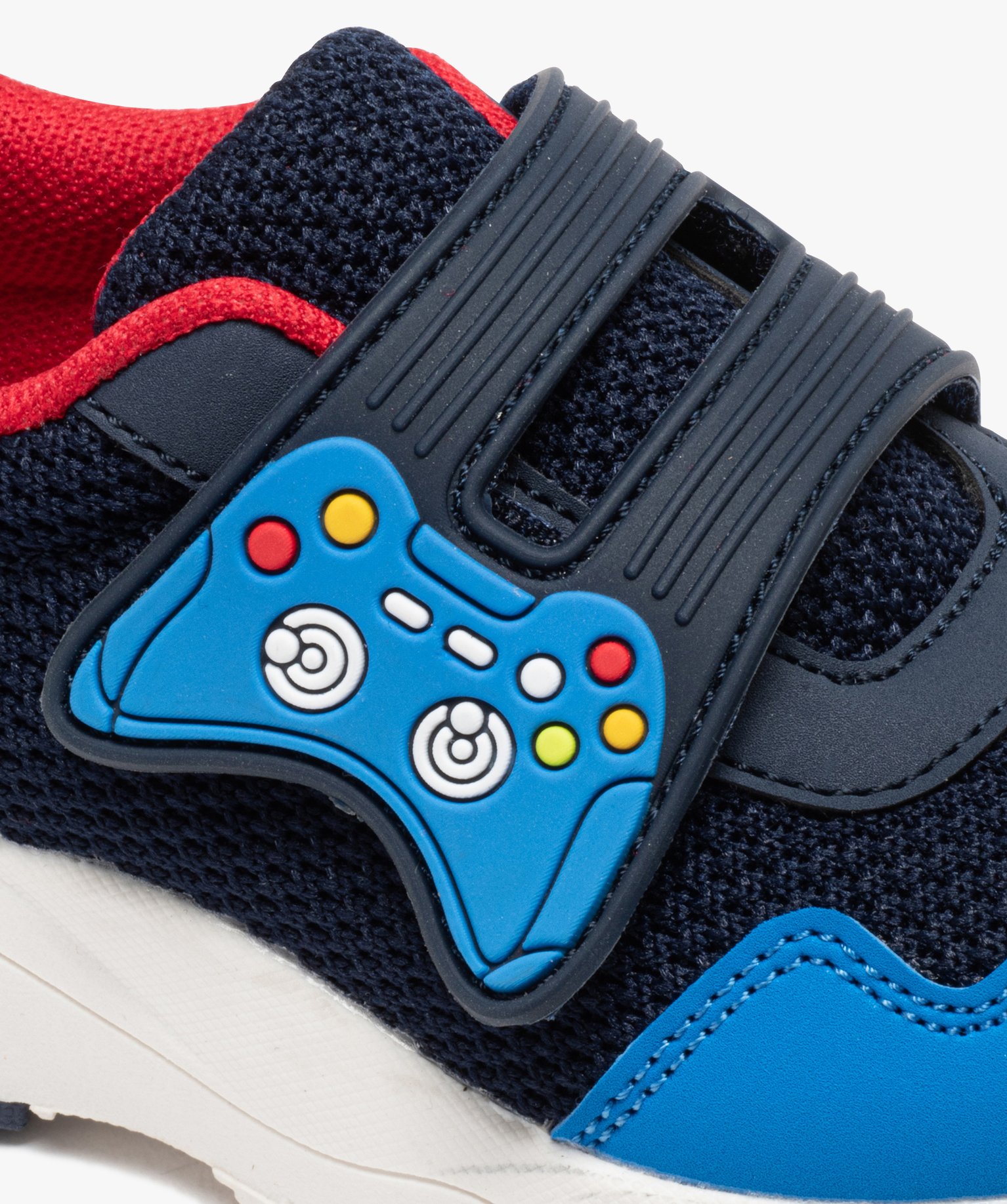 Baskets Garçon en mesch à large bande scratch manette de jeu bleu | GEMO