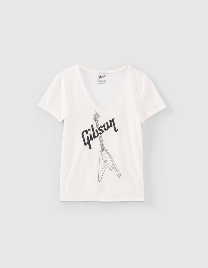 Tee-shirt blanc guitare électrique GIBSON Femme