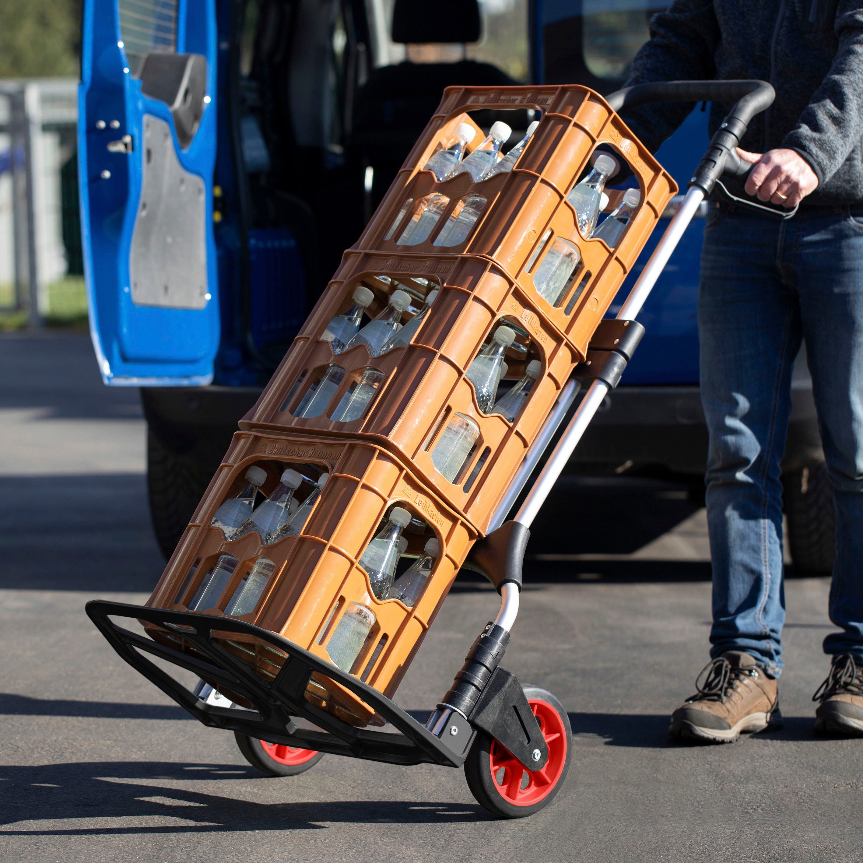 meister Sackkarre Transportkarre / 8985710, 200 kg Tragkraft, klappbar mit Rädern, 3-fach höhenverstellbarer Griff