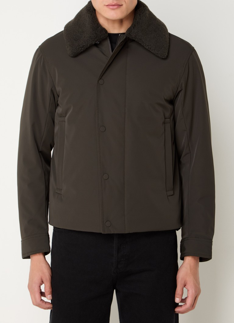 Emporio Armani Quilted jacket with side pockets and detachable teddy collar