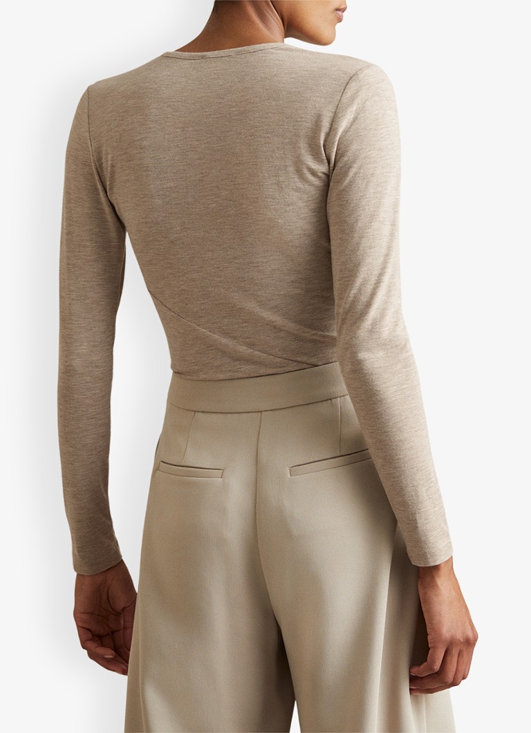 Reiss Ana top in wool blend with ruffles and mixed design