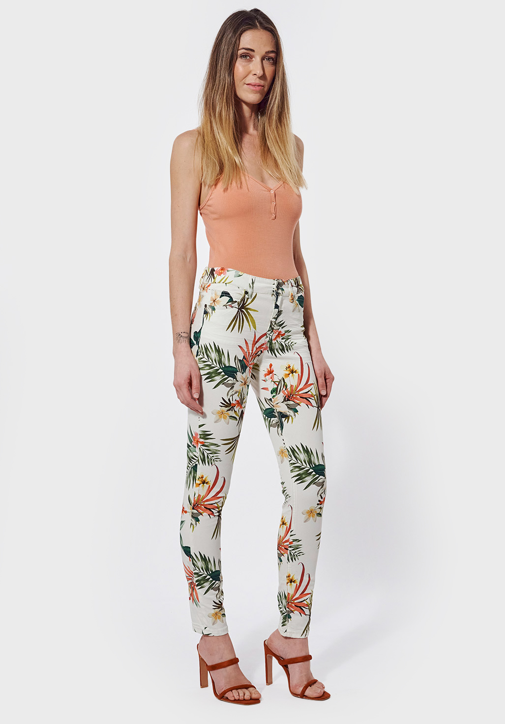 LAMI  Jean slim Femme imprimé fleuri