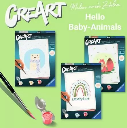 CreArt Hello Baby: Regenbogen - Malen nach Zahlen für Erwachsene
