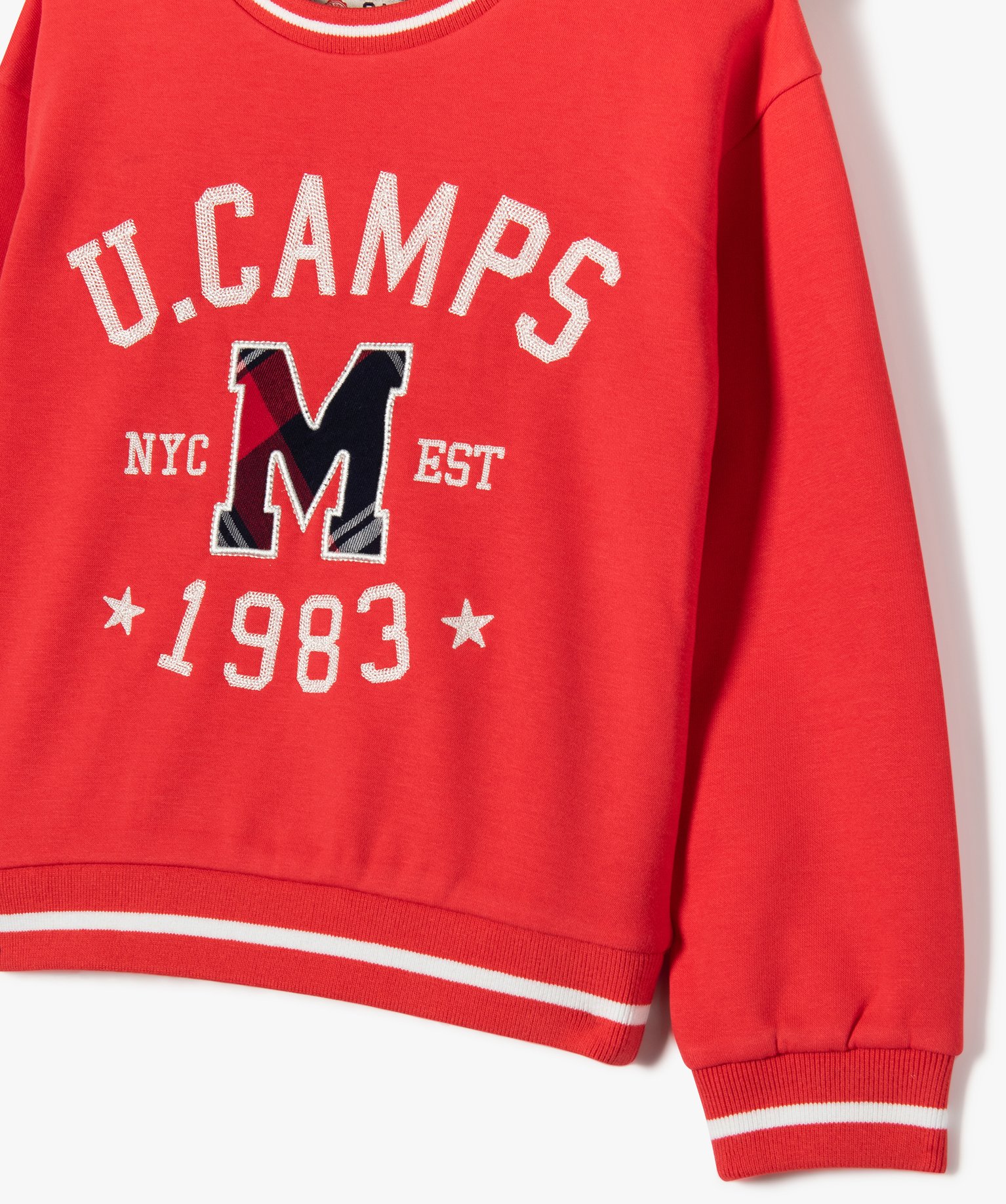 Sweat ample avec inscriptions brodées fille - Camps United rouge | GEMO