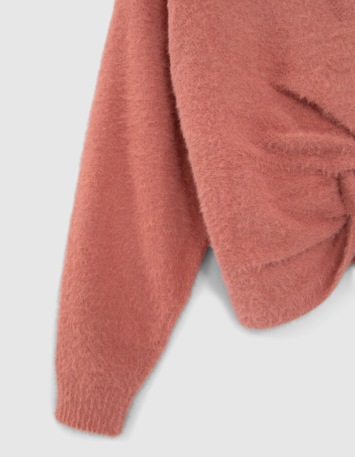 Pull terracotta tricot réversible devant dos fille