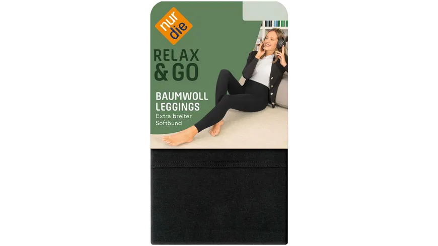 NUR DIE Damen Leggings Baumwolle 100 DEN schwarz