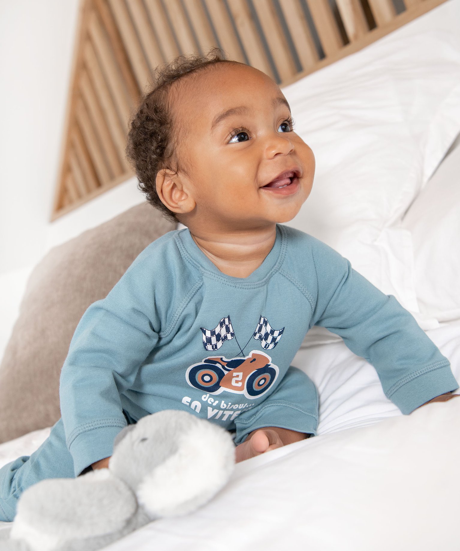 Pyjama bébé Garçon sans pieds avec motif moto vert clair | GEMO