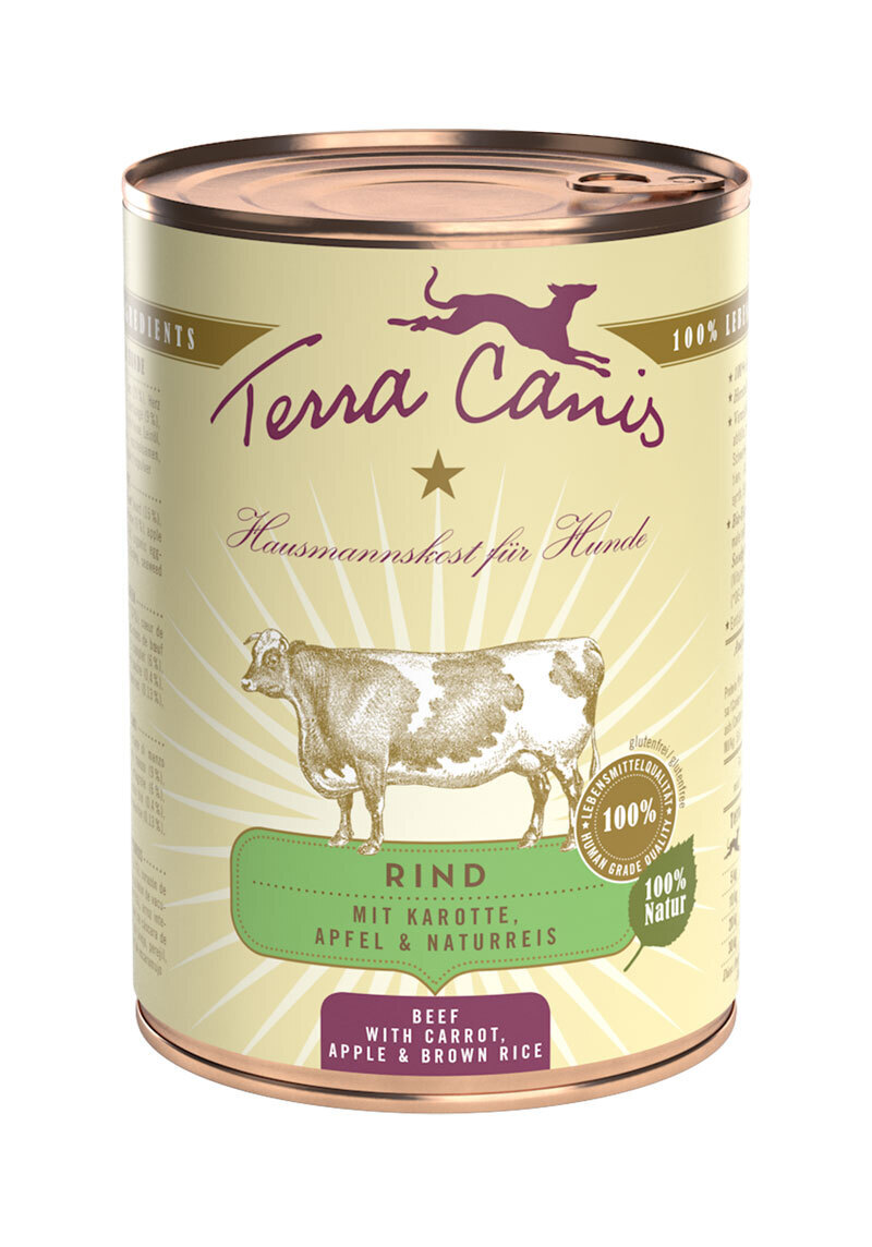 Terra Canis Hundenassfutter Terra Canis Classic Adult 6x400g Rind mit Karotte, Apfel & Naturreis