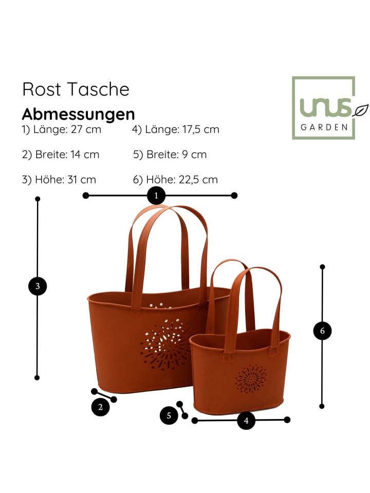 UNUS Blumentopf Handtasche Rostopfik 2er Set in Braun günstig kaufen onesize