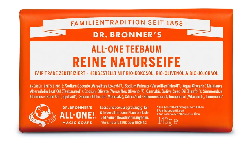 DR. BRONNER'S reine Naturseife Teebaum 140 g