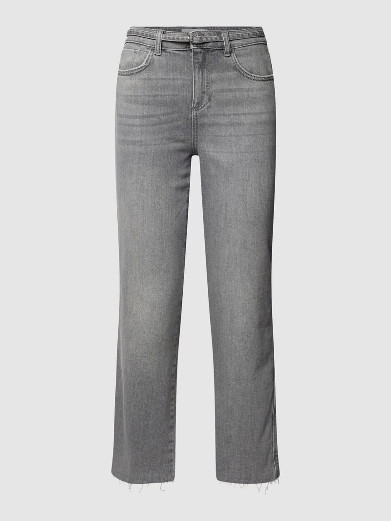 Jeans mit Label-Patch in hellgrau