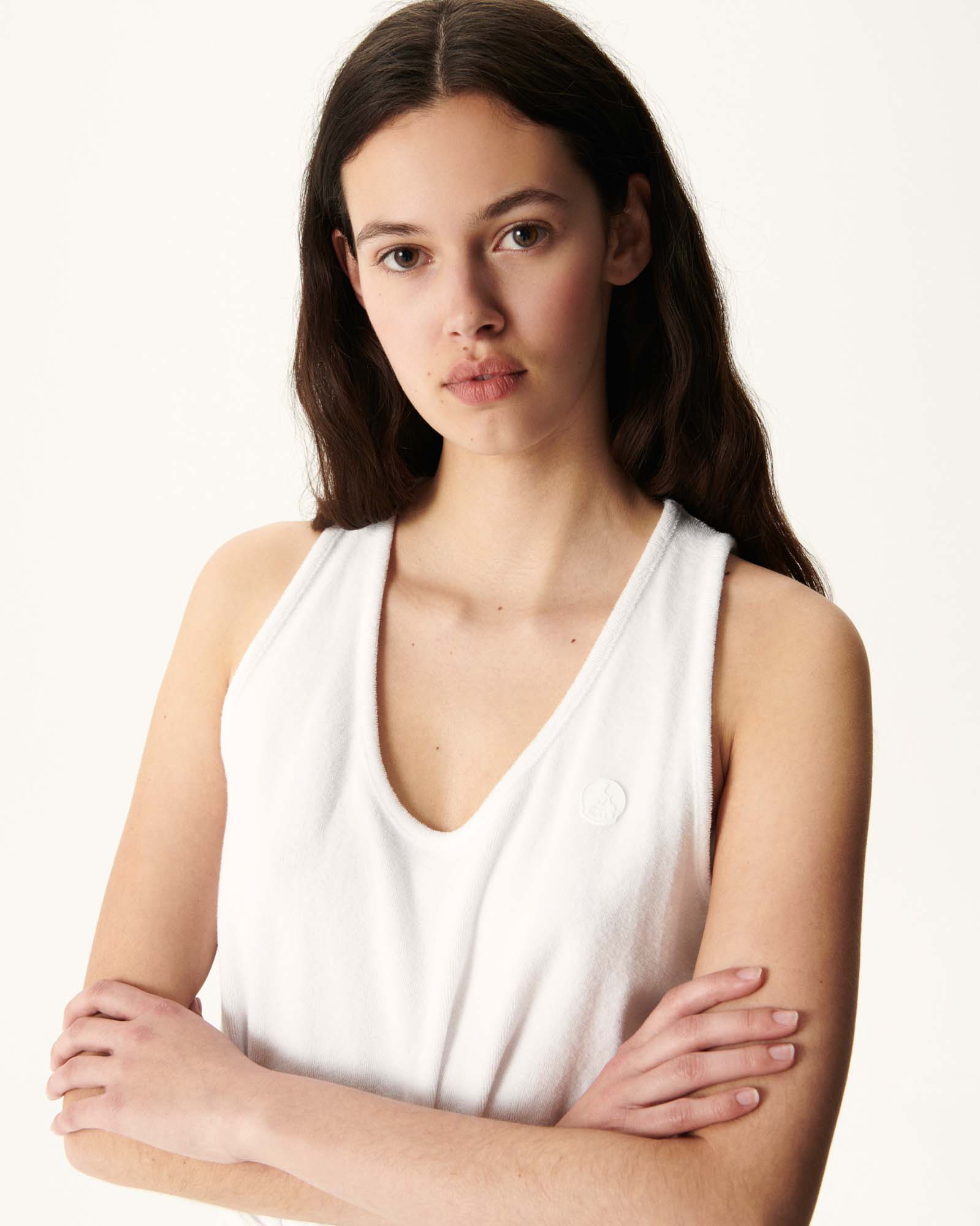 Robe longue ceinturée éponge Blanc Ibiza