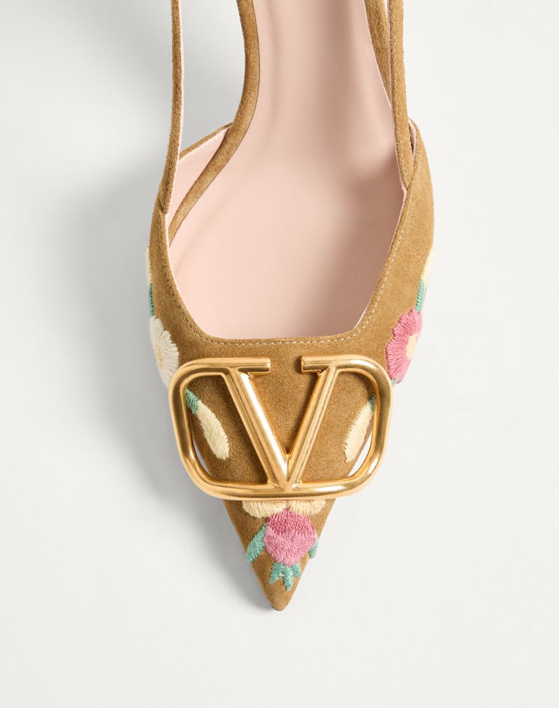 VLogo Signature Slingback Décolleté i split med blomsterbroderi 80 mm