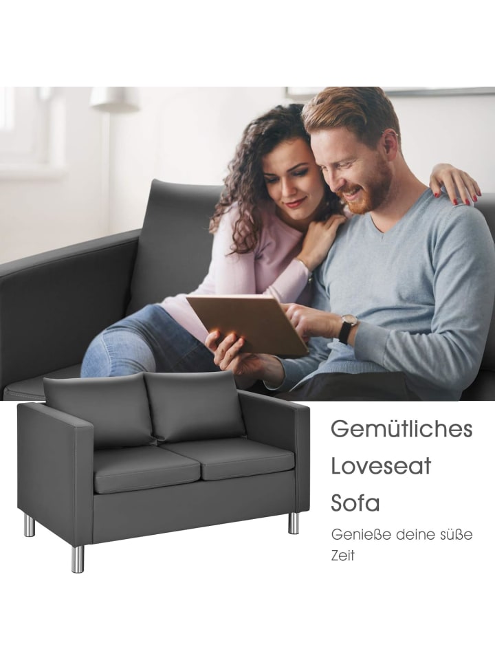 COSTWAY 2 Sitzer Sofa in Grau günstig kaufen onesize
