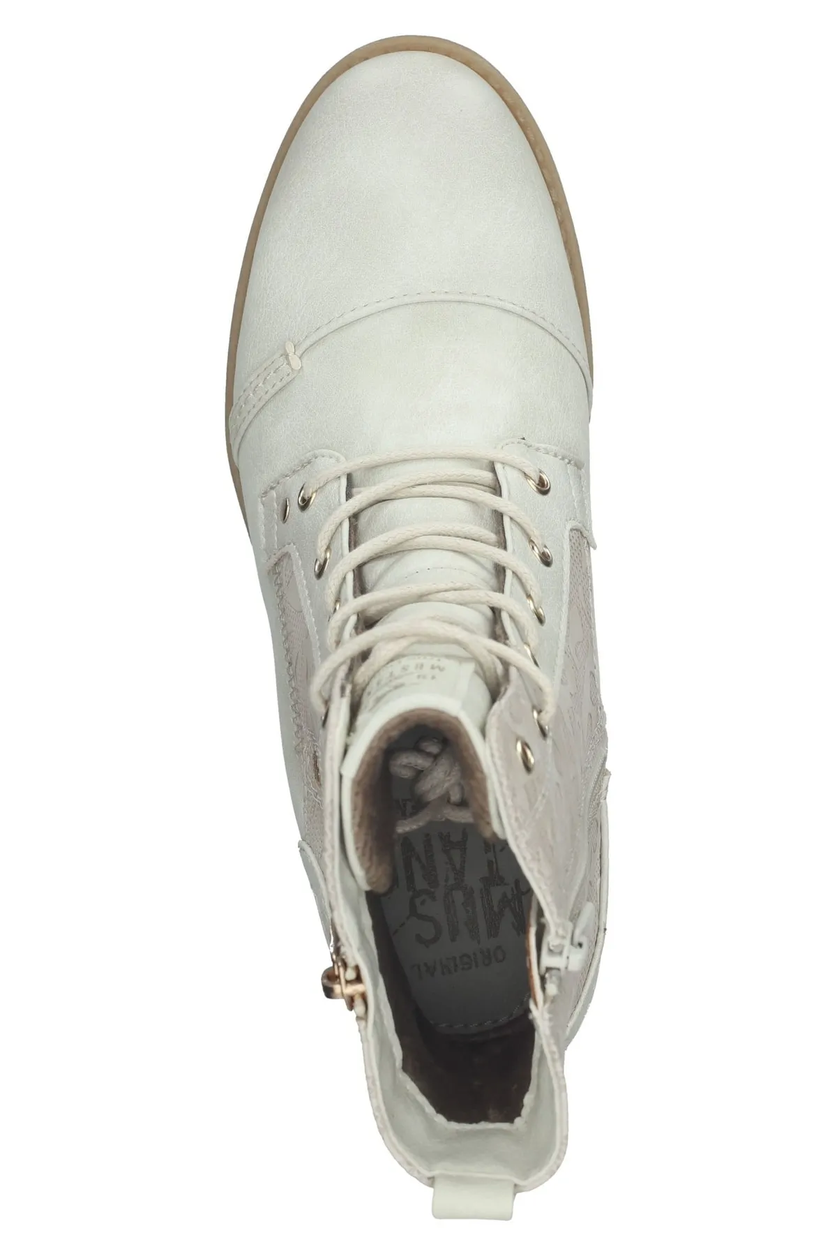 Mustang  Stiefelette - Ecru - Blockabsatz