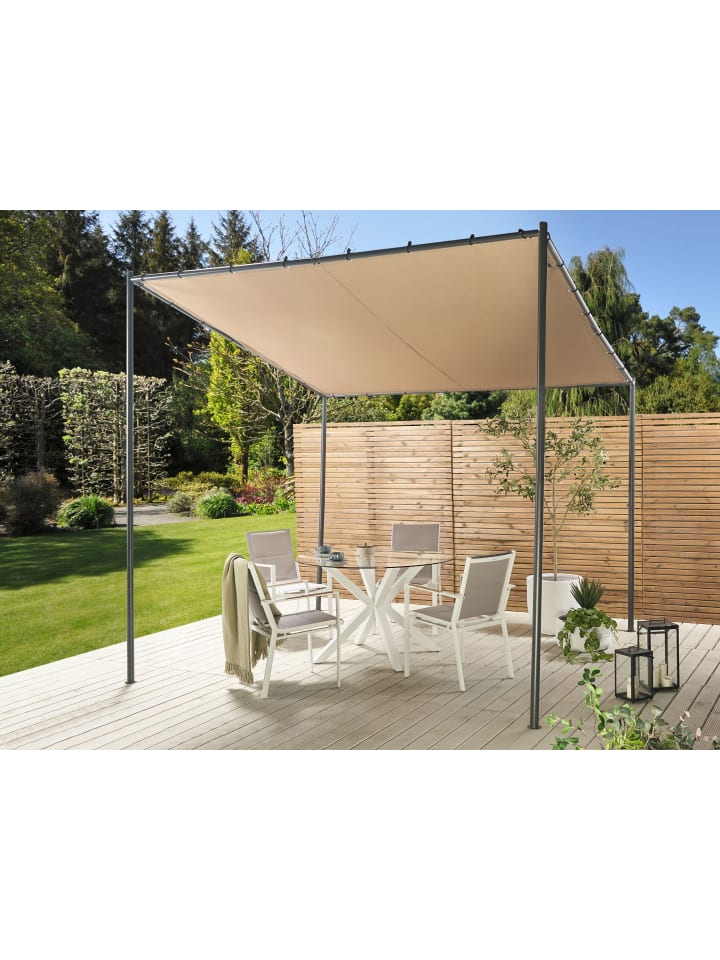Beliani Garten-Pergola VIMINO in Beige/Schwarz - (W) 282 x (H) 282 x (L) 294 cm günstig kaufen onesize