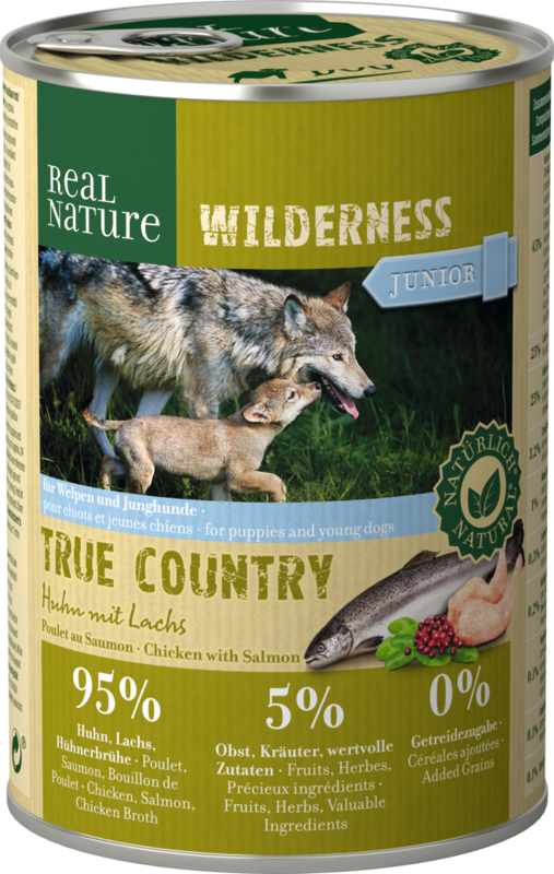 REAL NATURE Hundenassfutter REAL NATURE WILDERNESS Junior Huhn mit Lachs 12x400 g