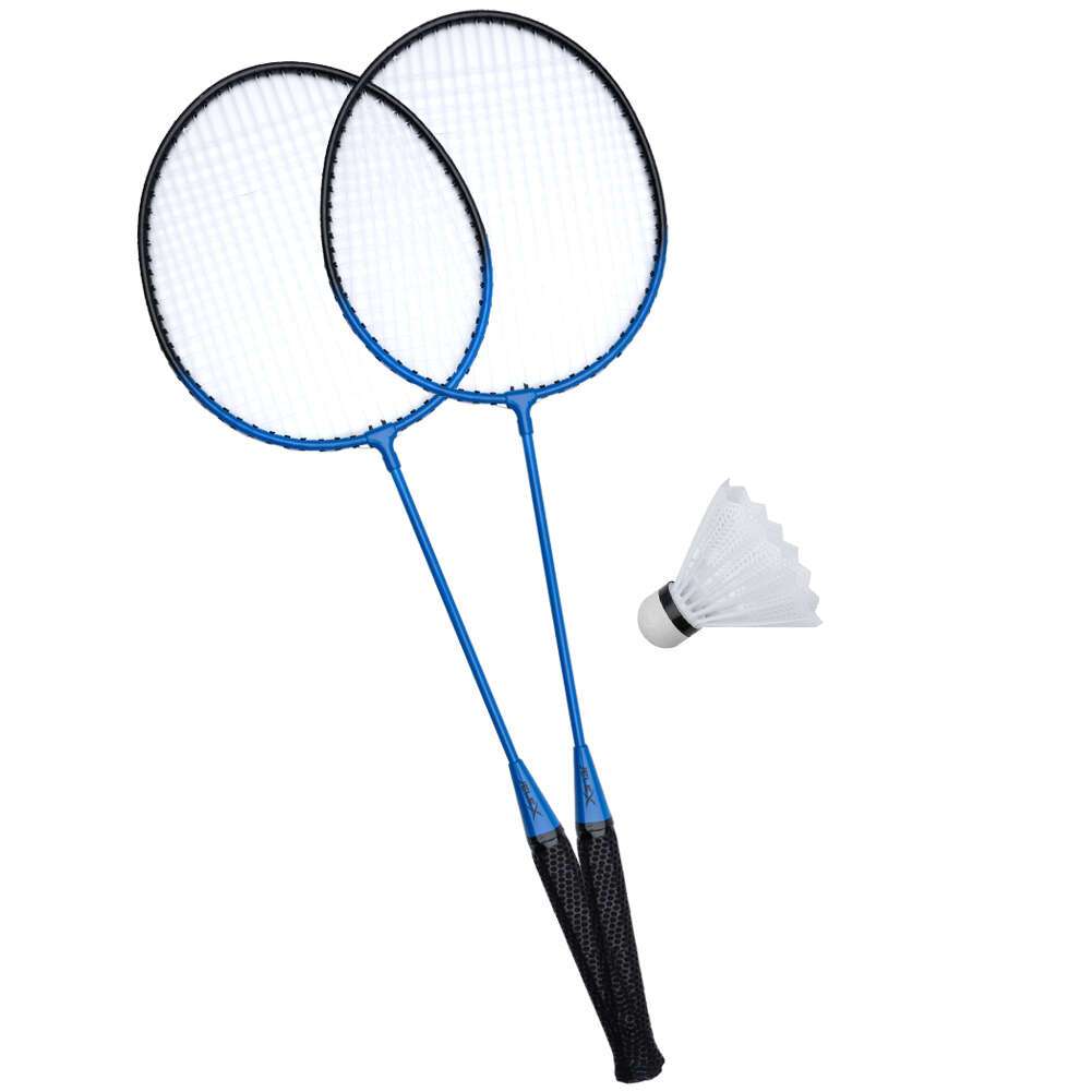 JELEX United Badmintonschläger mit Federball 2er-Set schwarz-blau