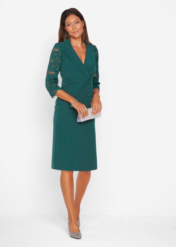 Blazer-Kleid mit Spitzenärmeln