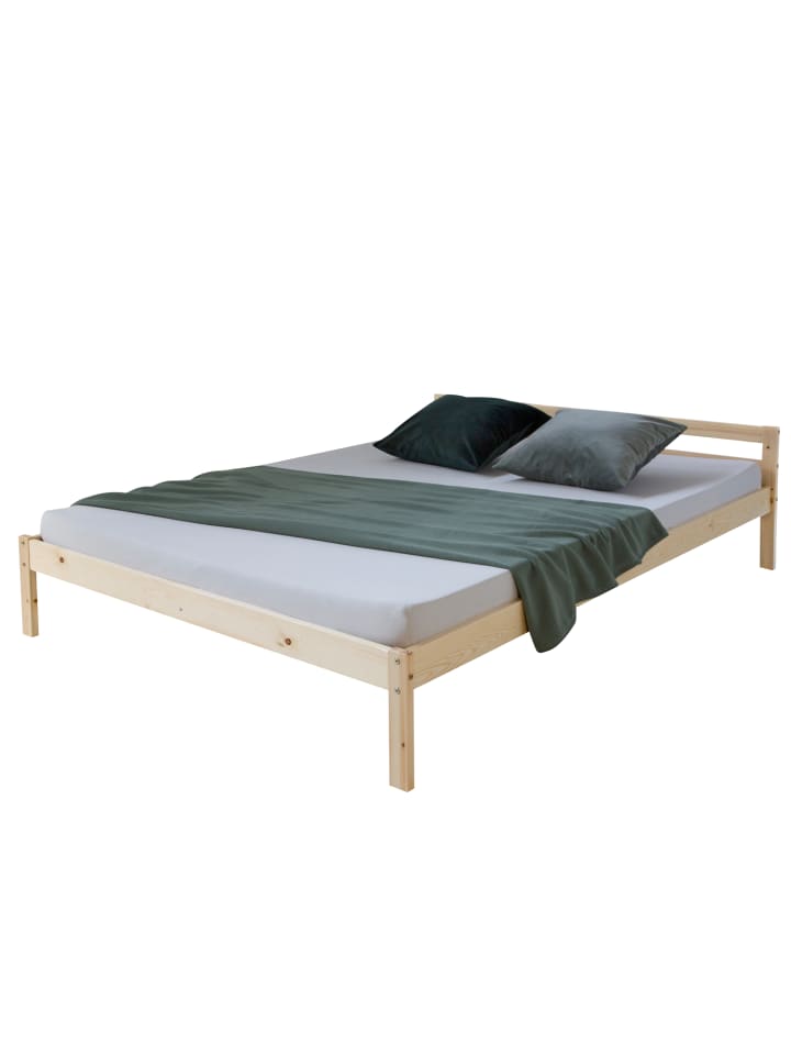Homestyle4u Holzbett 140x200 in Braun günstig kaufen 140 x 200 cm