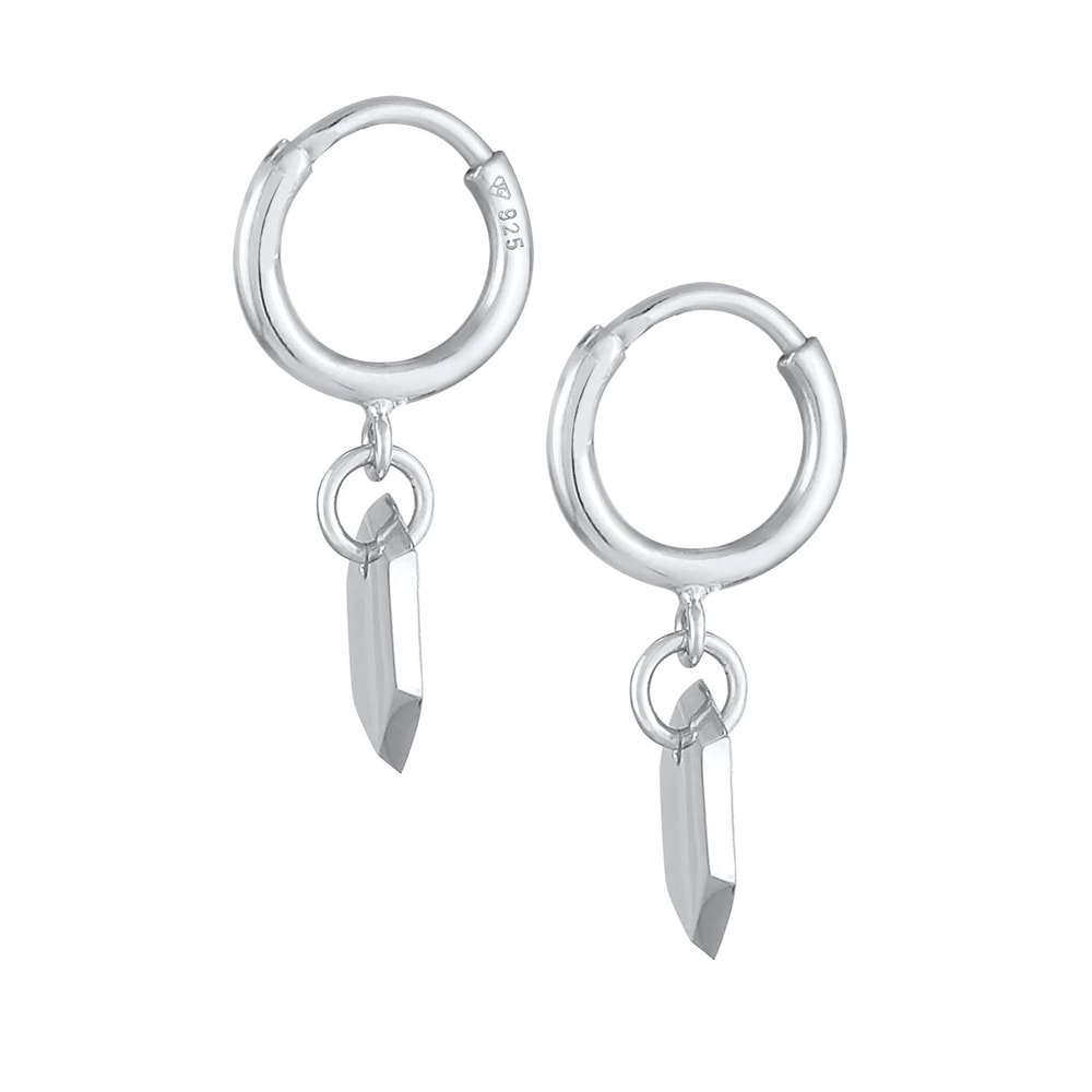 Elli Elli Boucles d'Oreilles Creolen Ohrhänger Hexagon Platte 925 Silber Boucles d'oreilles