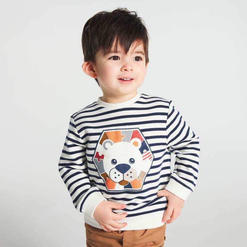Sweat motif 'lion' bleu bébé garçon
