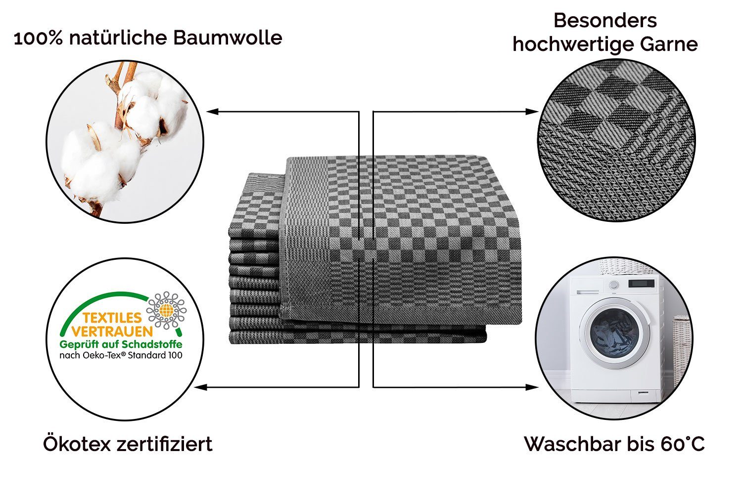 ZOLLNER Geschirrtuch, (Spar-Set, 10-tlg), vom Hotelwäschespezialisten, 46 x 70 cm, 100% Baumwolle, vom Hotelwäschespezialisten
