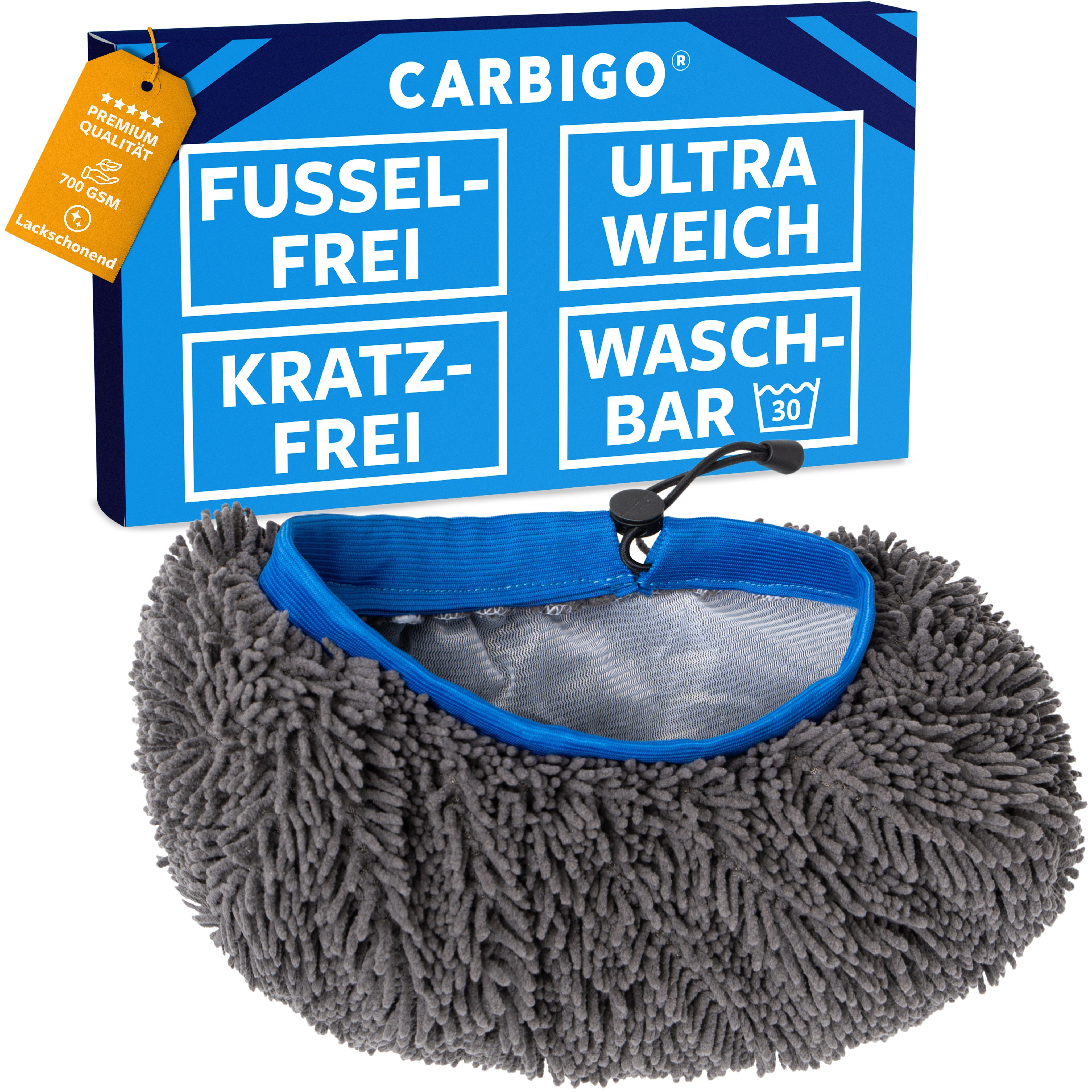CARBIGO Autowaschbürste Mikrofaser Bürstenüberzug 700 GSM Autobürste, Fahrzeugpflege, Felgenreingung, Handpolierschwamm, (1-tlg)
