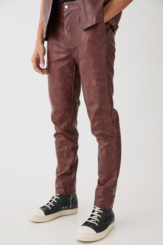 Slim-Fit PU-Hose mit Farbverlauf