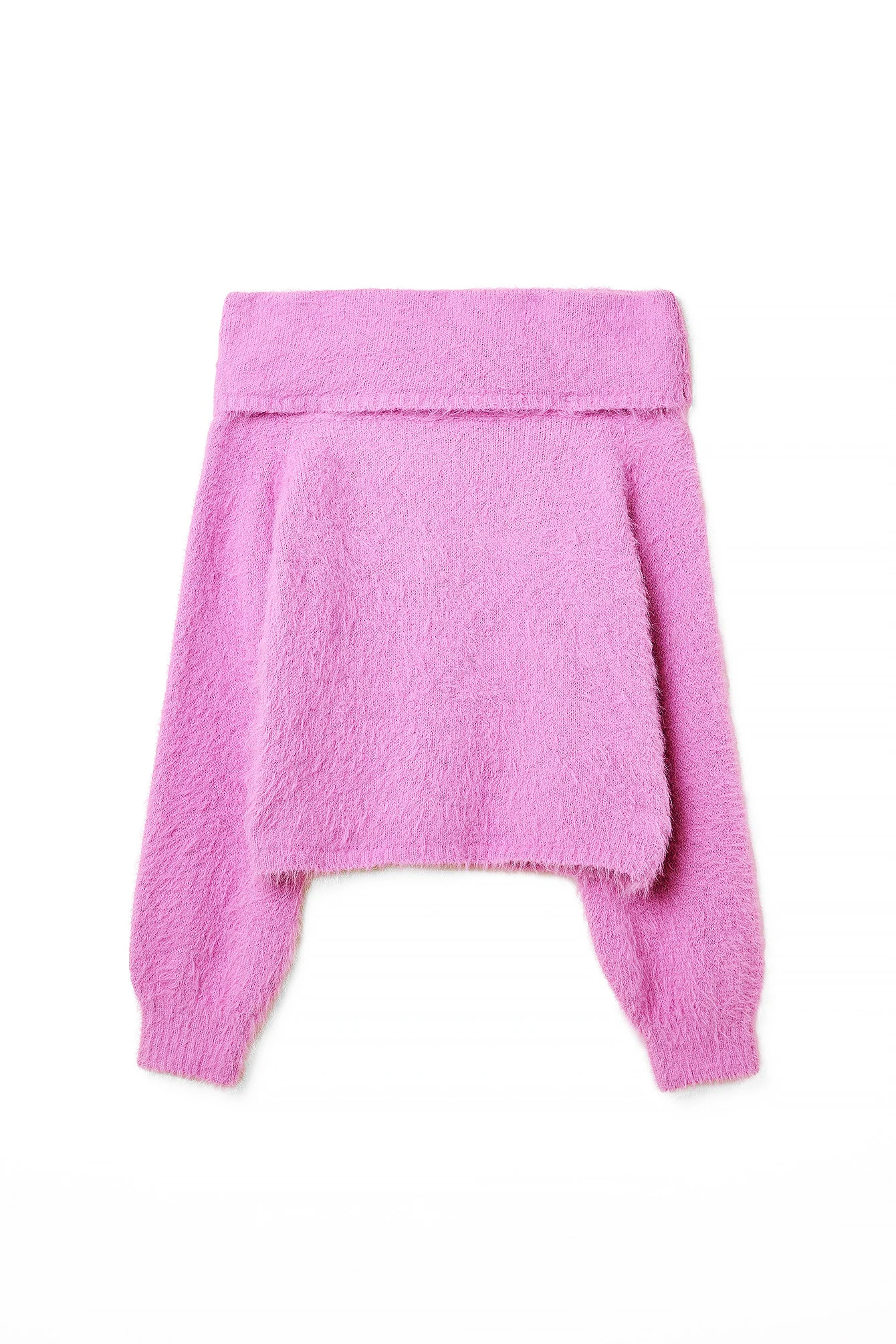 Schulterfreier Strickpullover mit Faltdetail