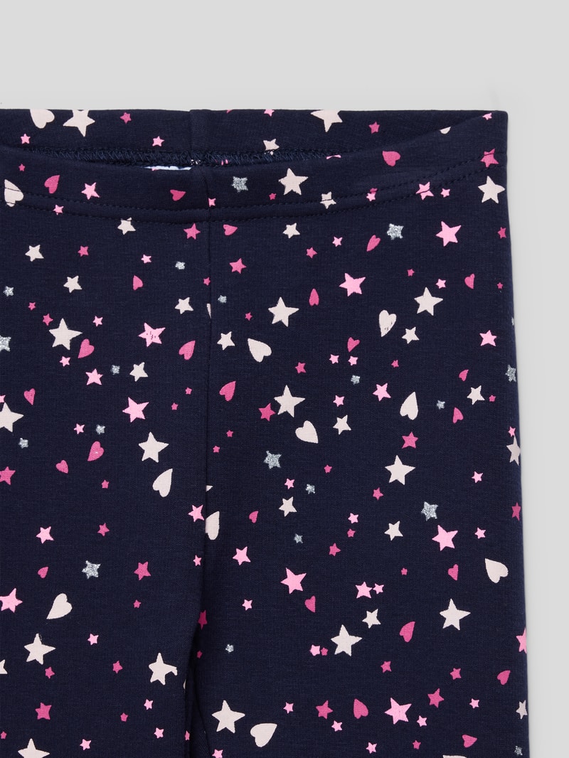 Leggings mit Allover-Motiv-Print in marineblau
